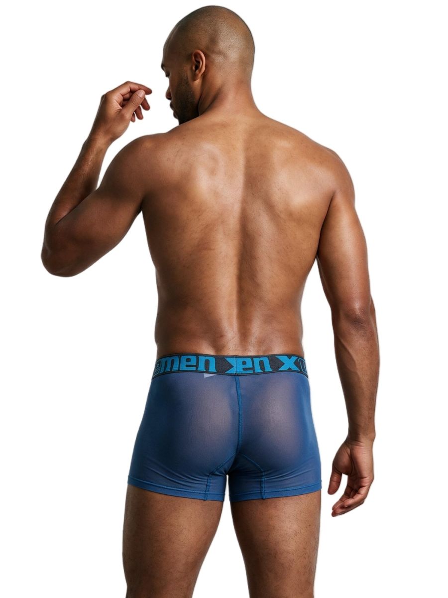 Xtremen Microfiber Mesh Boxer Briefs - Blue