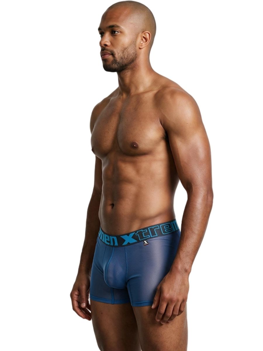 Xtremen Microfiber Mesh Boxer Briefs - Blue