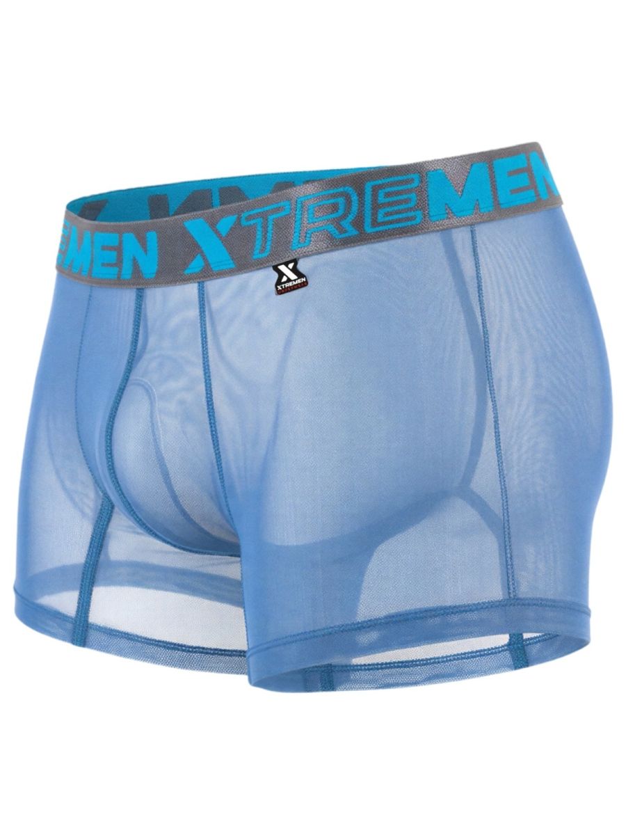 Xtremen Microfiber Mesh Boxer Briefs - Blue