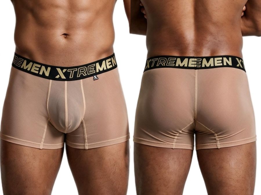 Xtremen Microfiber Mesh Boxer Briefs - Brown