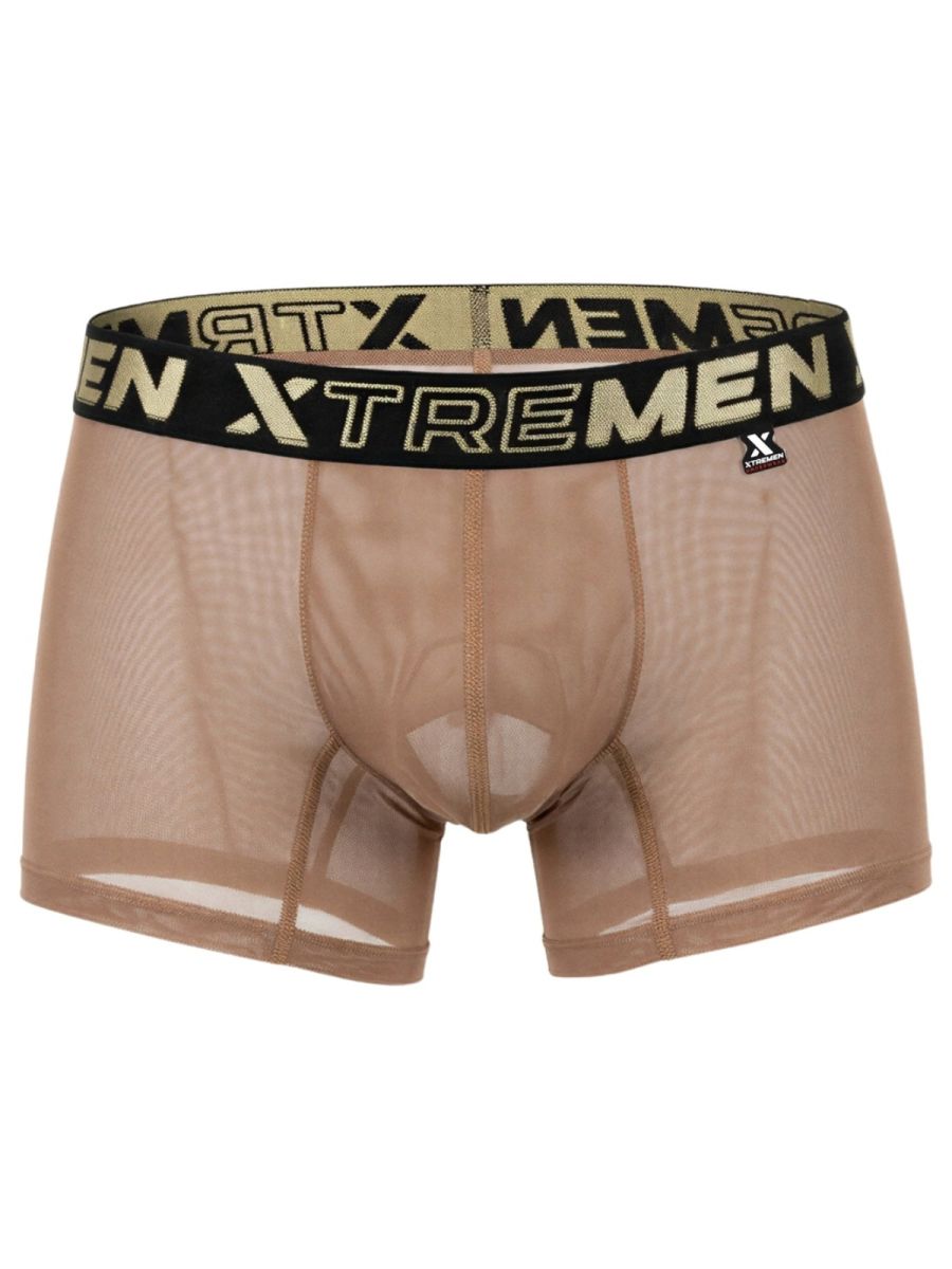 Xtremen Microfiber Mesh Boxer Briefs - Brown