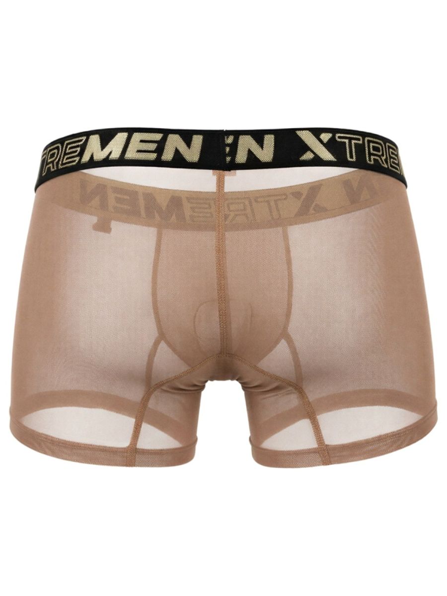Xtremen Microfiber Mesh Boxer Briefs - Brown