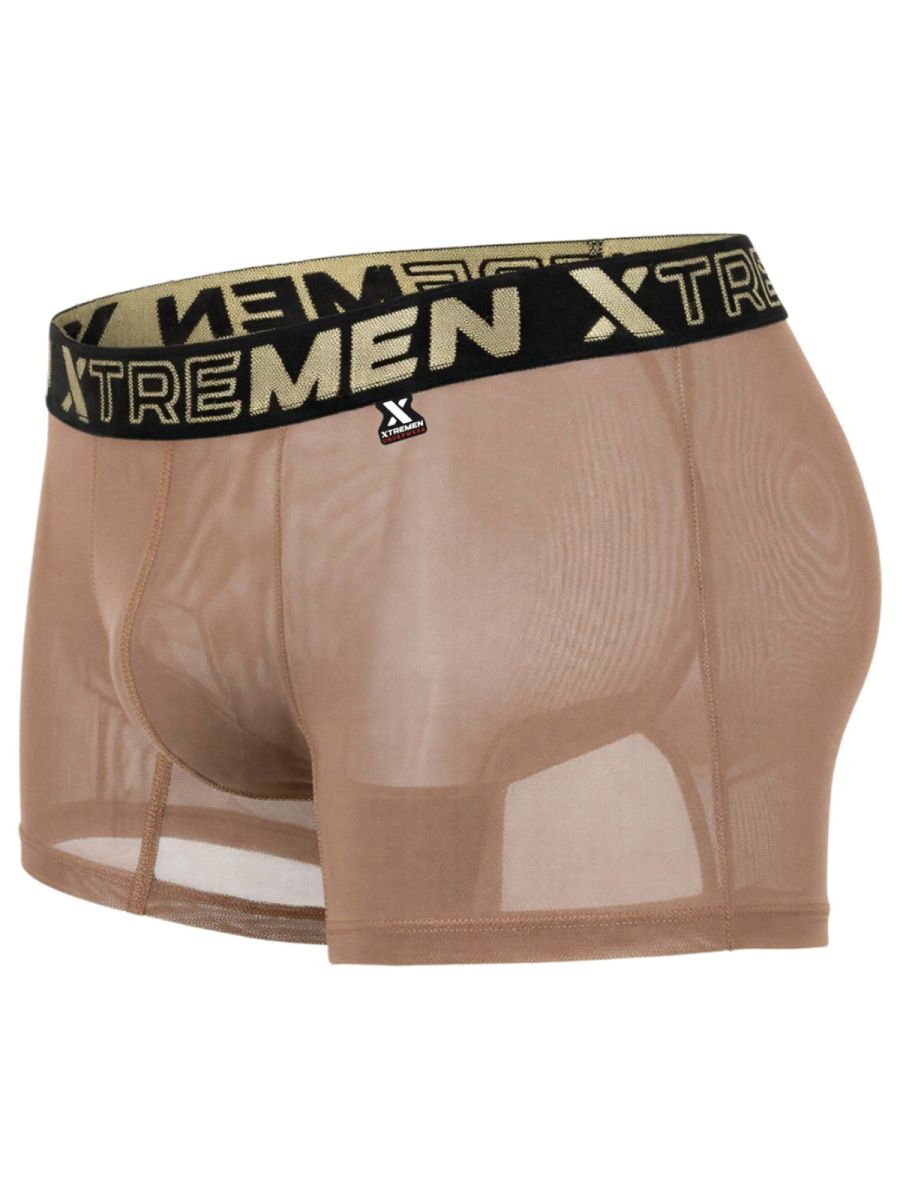Xtremen Microfiber Mesh Boxer Briefs - Brown