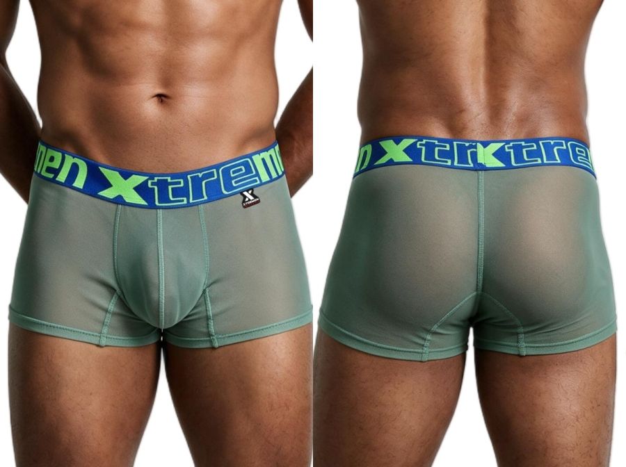 Xtremen Microfiber Mesh Boxer Briefs - Green
