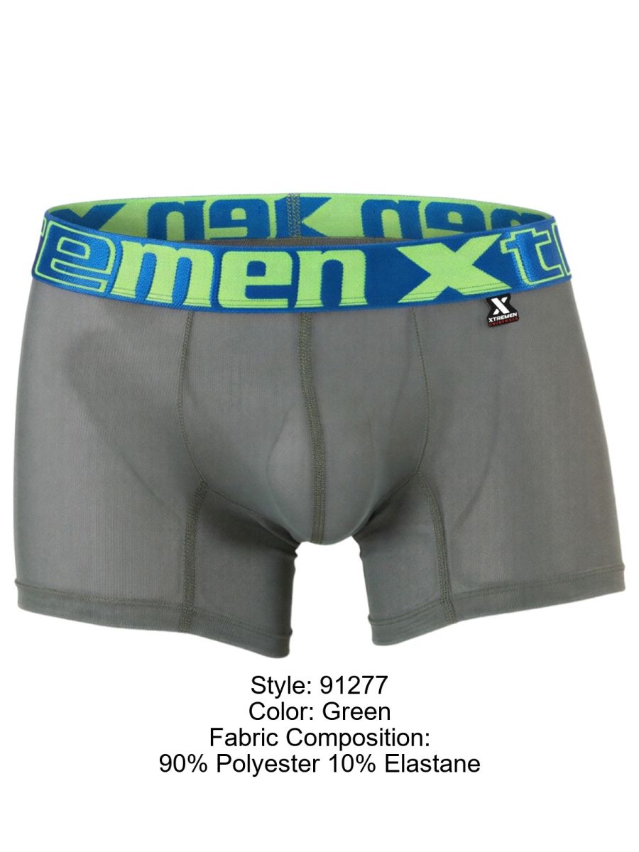 Xtremen Microfiber Mesh Boxer Briefs - Green