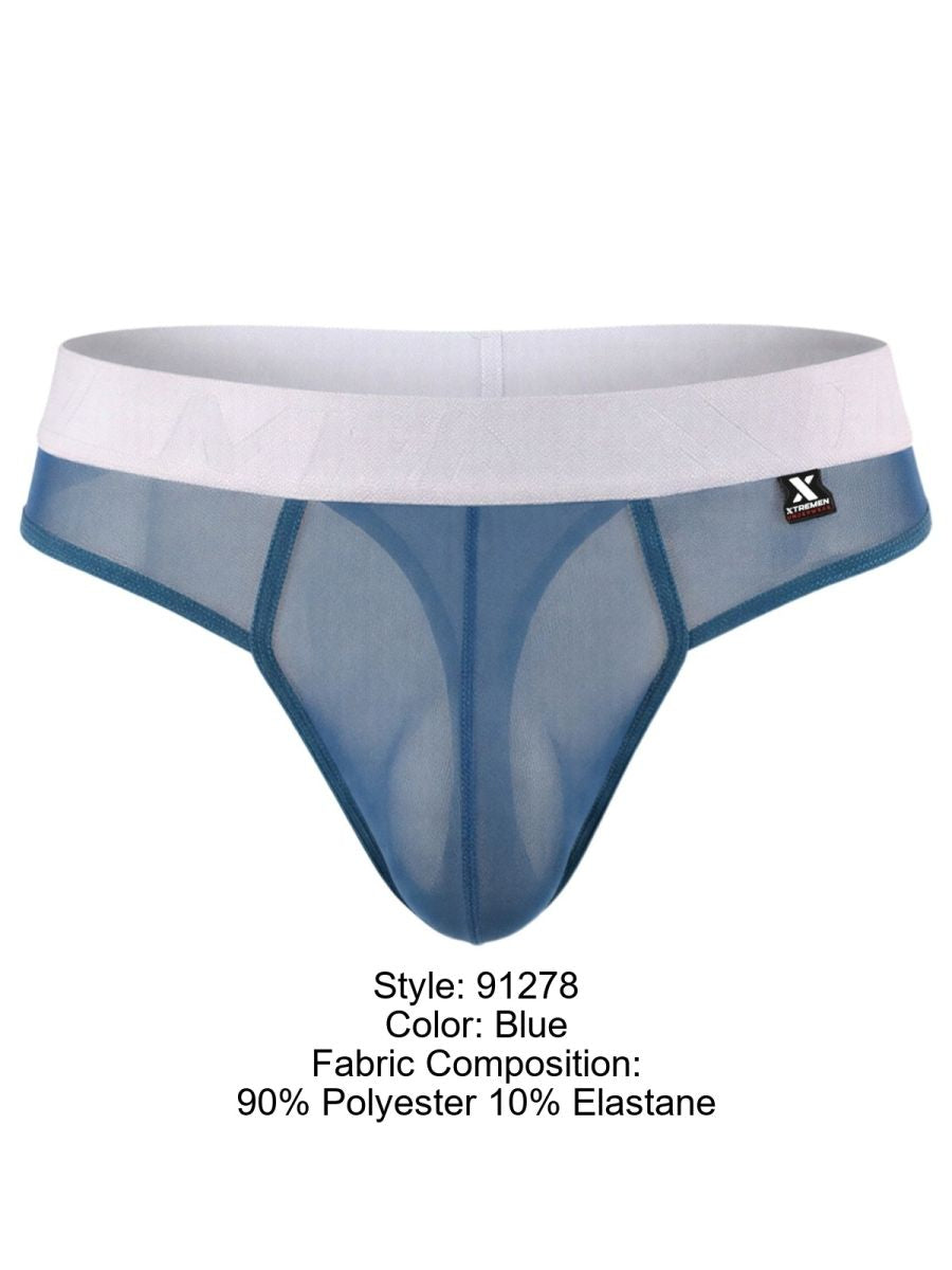 Xtremen Breathable Microfiber Mesh Thongs - Blue