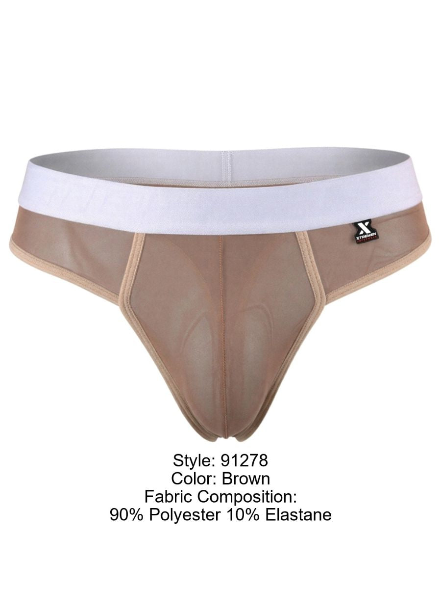 Xtremen Breathable Microfiber Mesh Thongs - Brown