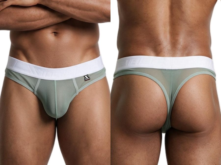 Xtremen Breathable Microfiber Mesh Thongs - Green