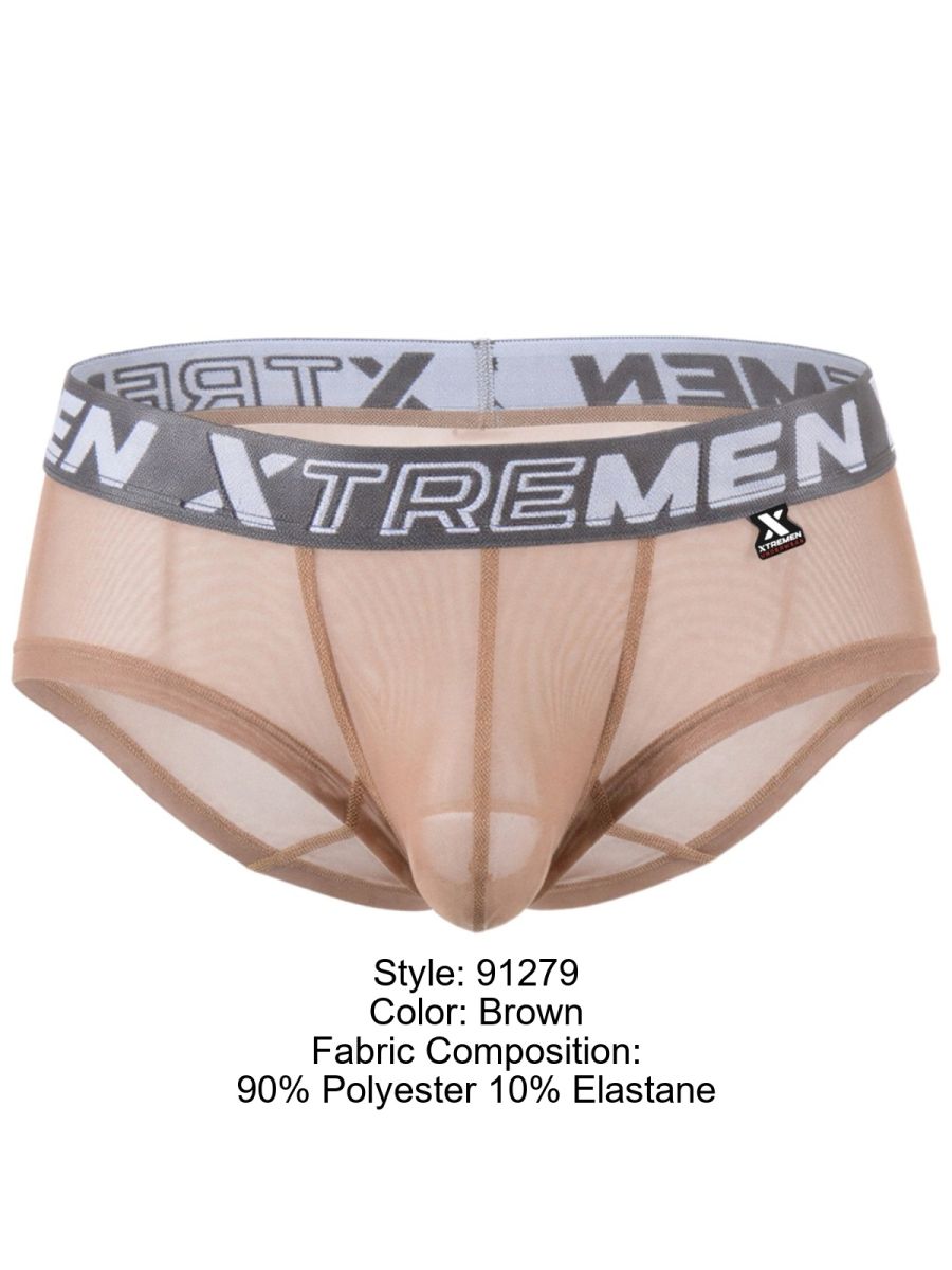 Xtremen Microfiber Mesh Breathable Briefs - Brown
