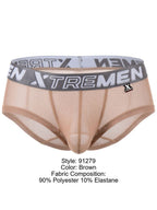 Xtremen Microfiber Mesh Breathable Briefs - Brown