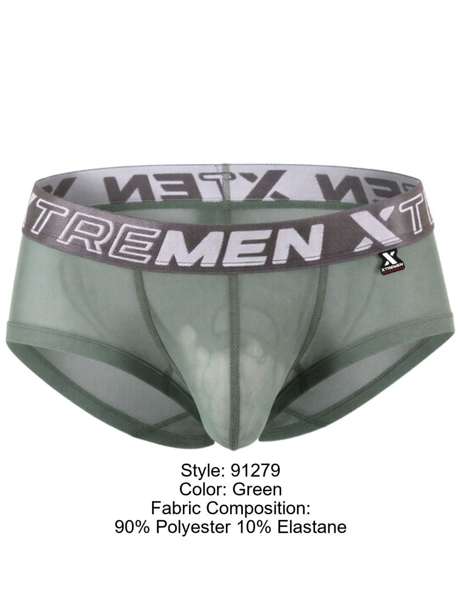 Xtremen Microfiber Mesh Breathable Briefs - Green