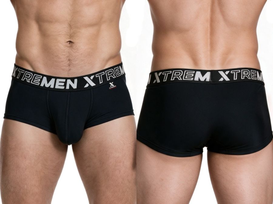 Xtremen Sleek Microfiber Square-Cut Briefs - Black
