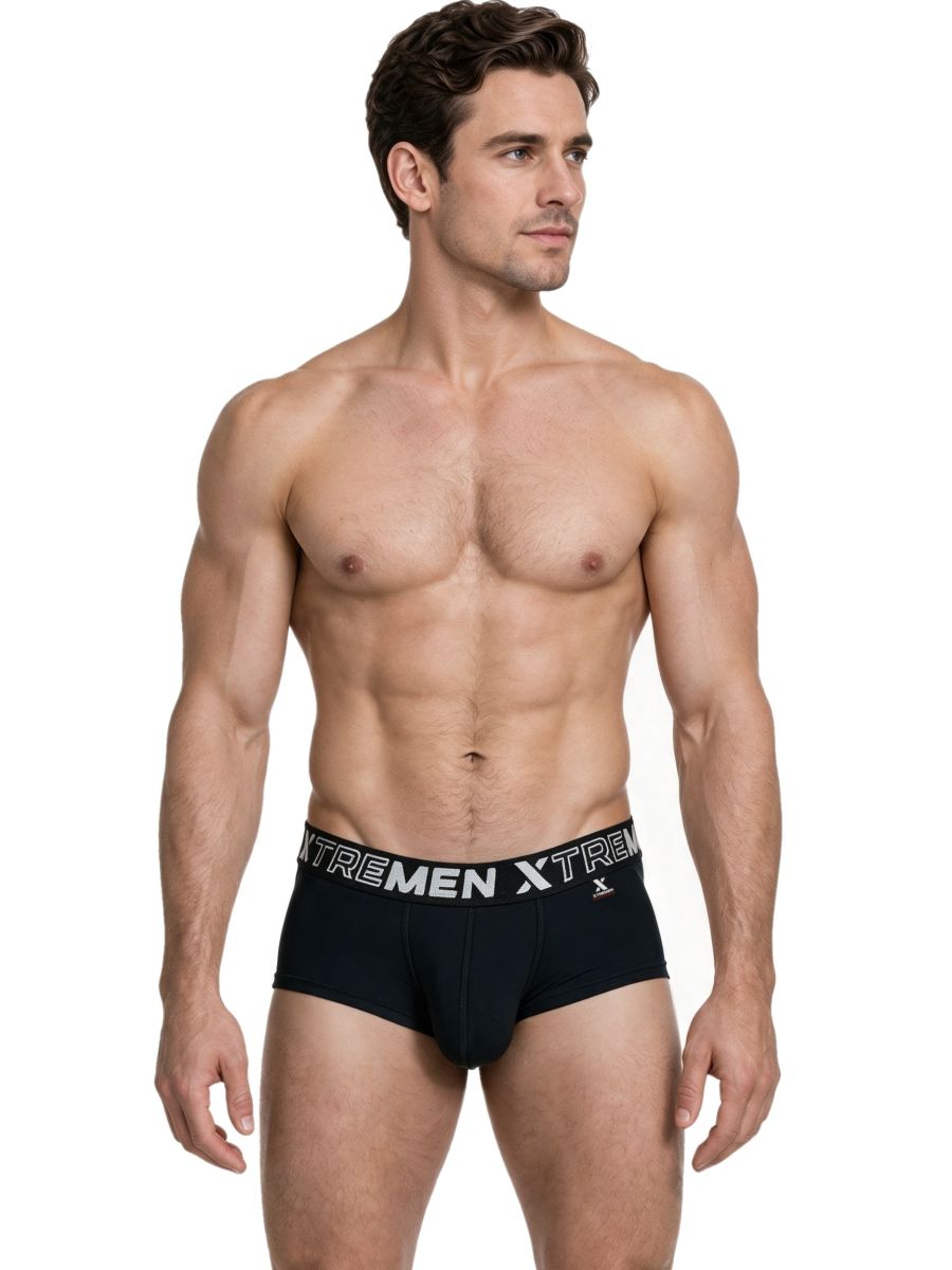 Xtremen Sleek Microfiber Square-Cut Briefs - Black