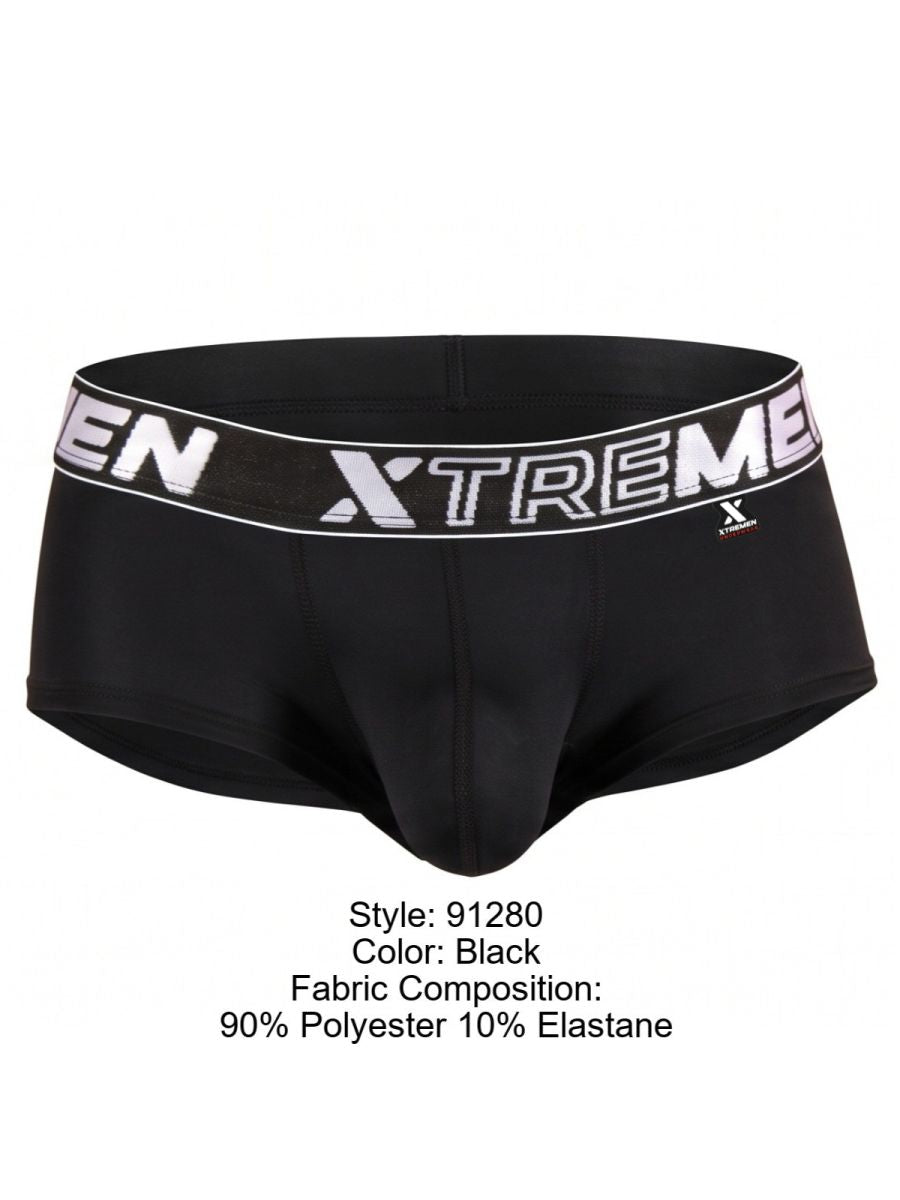 Xtremen Sleek Microfiber Square-Cut Briefs - Black