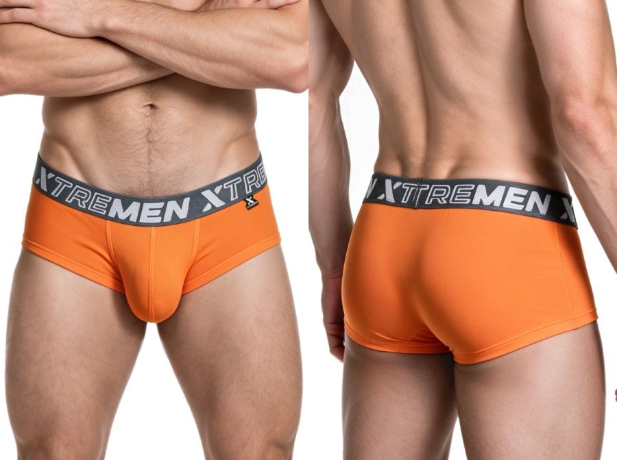 Xtremen Sleek Microfiber Square-Cut Briefs - Orange