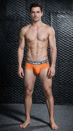 Xtremen Sleek Microfiber Square-Cut Briefs - Orange