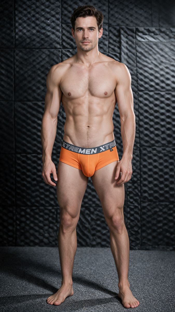 Xtremen Sleek Microfiber Square-Cut Briefs - Orange