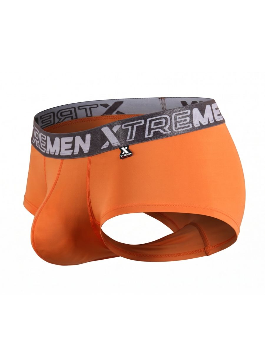 Xtremen Sleek Microfiber Square-Cut Briefs - Orange