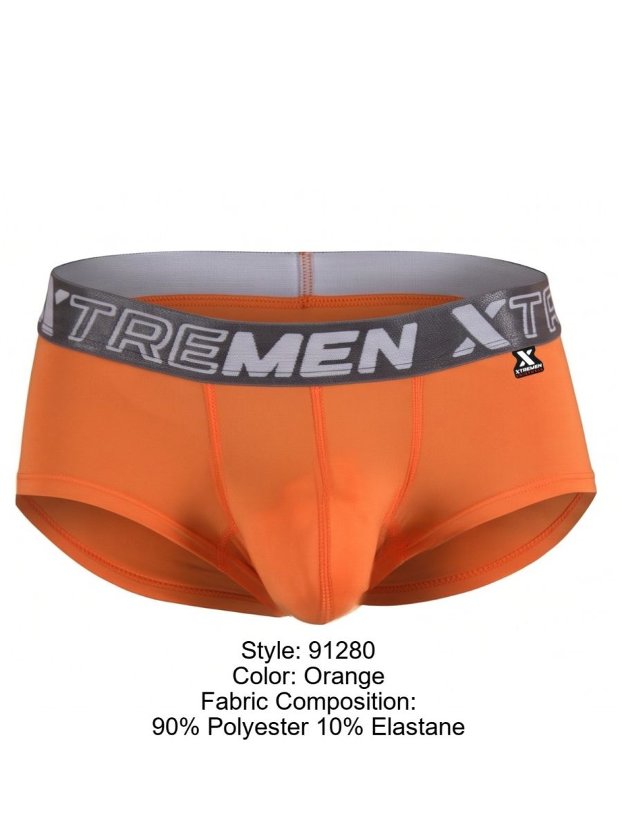 Xtremen Sleek Microfiber Square-Cut Briefs - Orange