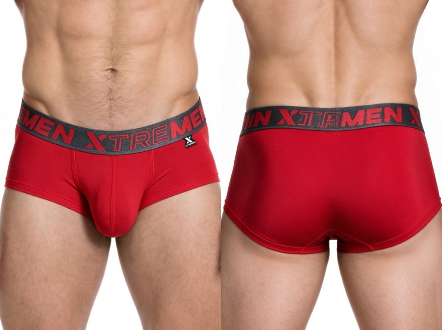 Xtremen Sleek Microfiber Square-Cut Briefs - Red