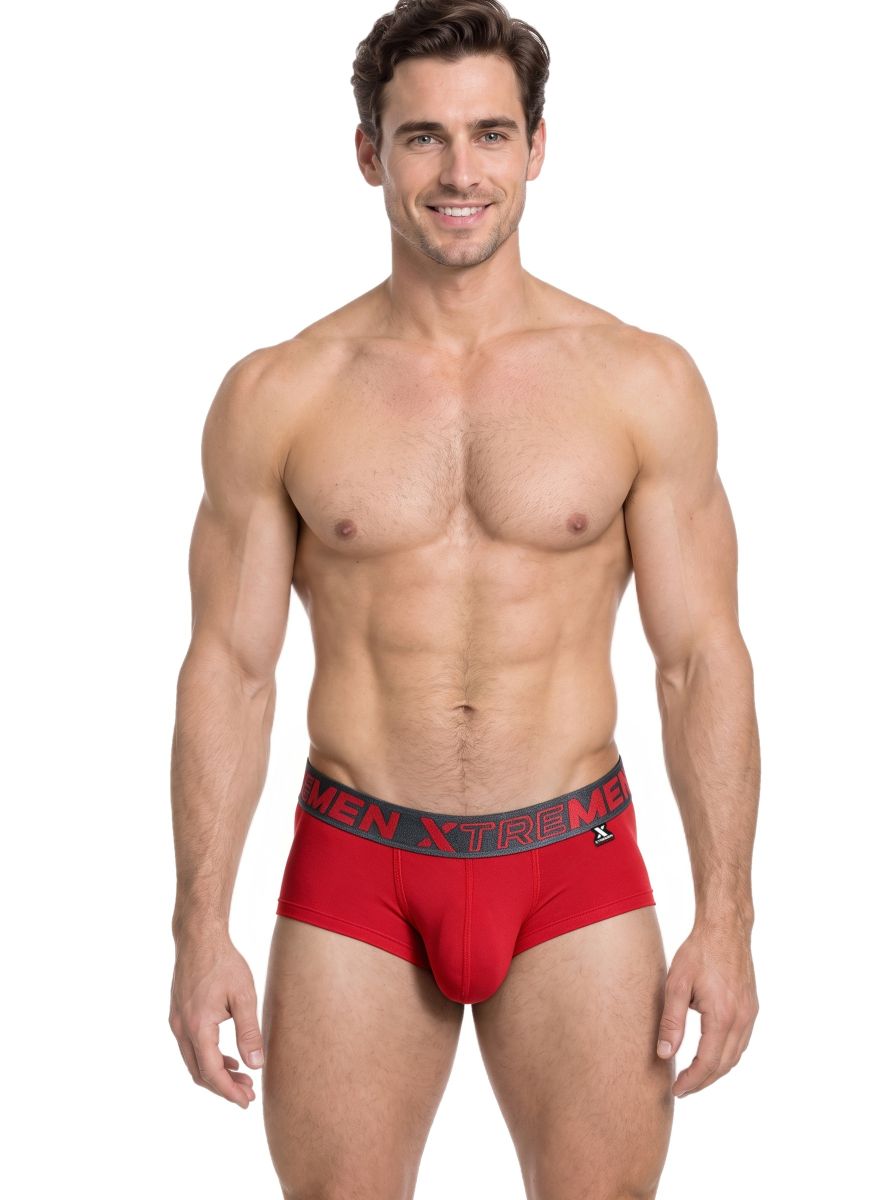 Xtremen Sleek Microfiber Square-Cut Briefs - Red