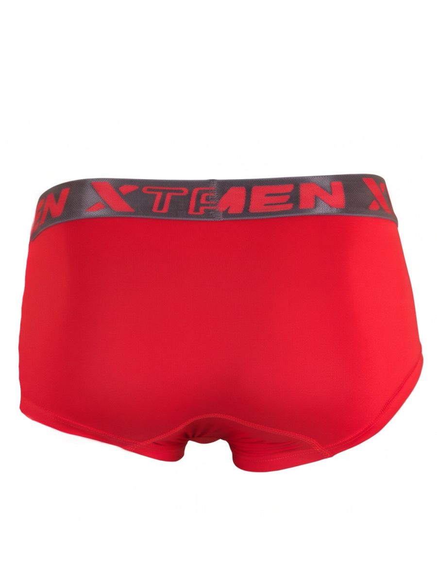 Xtremen Sleek Microfiber Square-Cut Briefs - Red