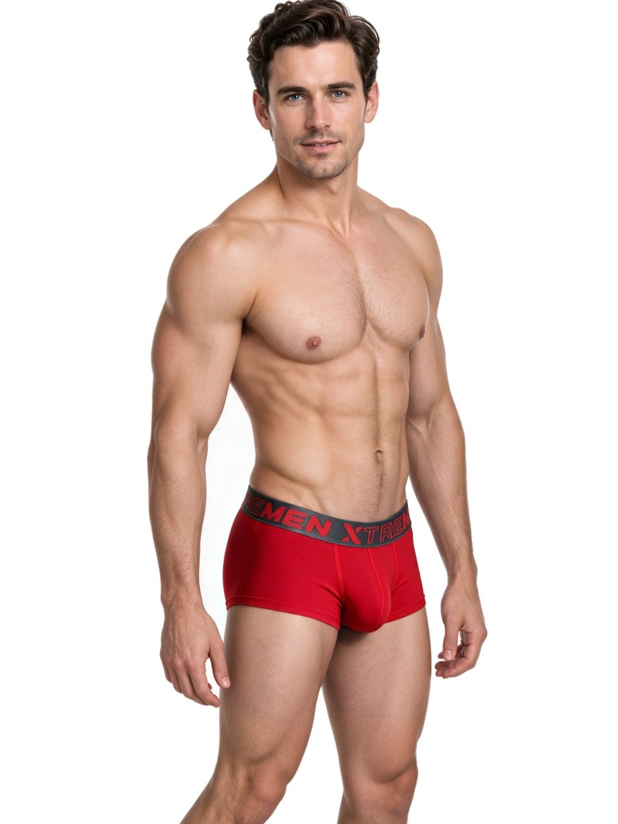 Xtremen Sleek Microfiber Square-Cut Briefs - Red