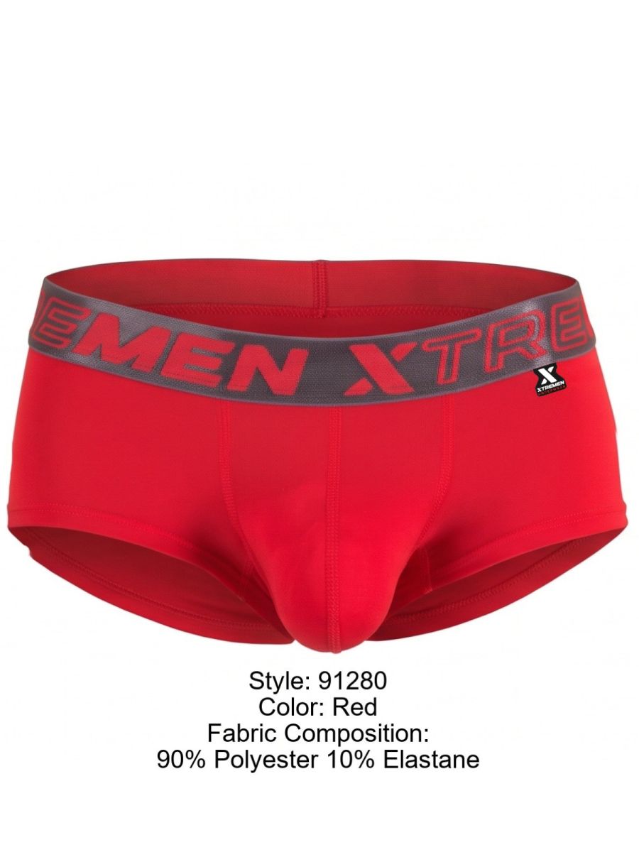 Xtremen Sleek Microfiber Square-Cut Briefs - Red