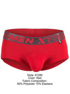Xtremen Sleek Microfiber Square-Cut Briefs - Red