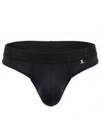 Xtremen Sleek Microfiber Wide-Waistband Thongs - Black