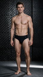 Xtremen Sleek Microfiber Wide-Waistband Thongs - Black