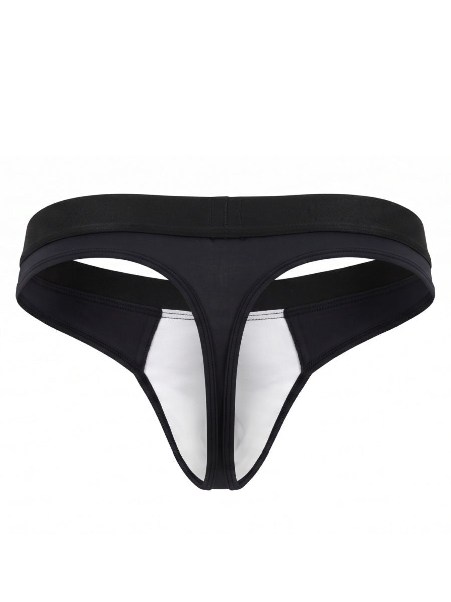 Xtremen Sleek Microfiber Wide-Waistband Thongs - Black