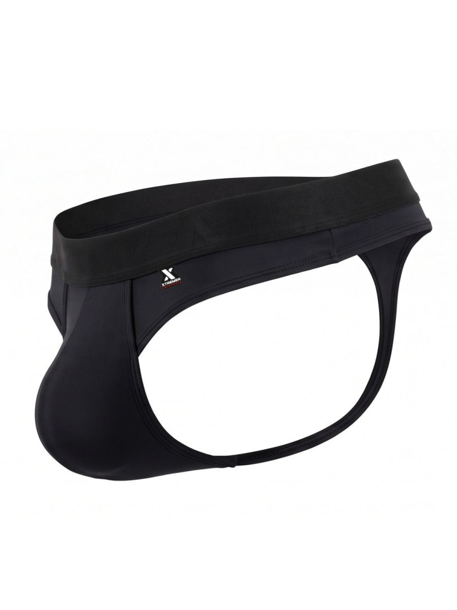 Xtremen Sleek Microfiber Wide-Waistband Thongs - Black