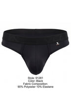 Xtremen Sleek Microfiber Wide-Waistband Thongs - Black