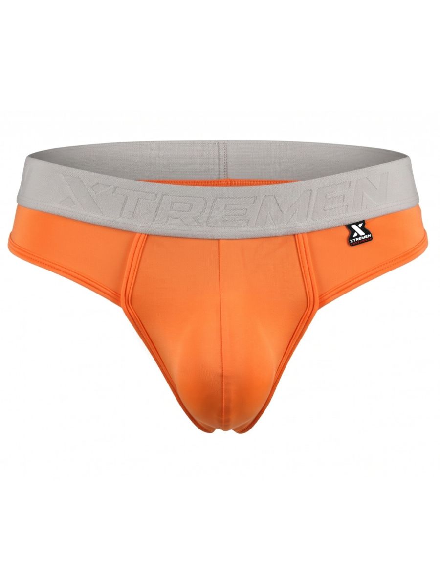 Xtremen Sleek Microfiber Wide-Waistband Thongs - Orange
