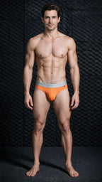 Xtremen Sleek Microfiber Wide-Waistband Thongs - Orange
