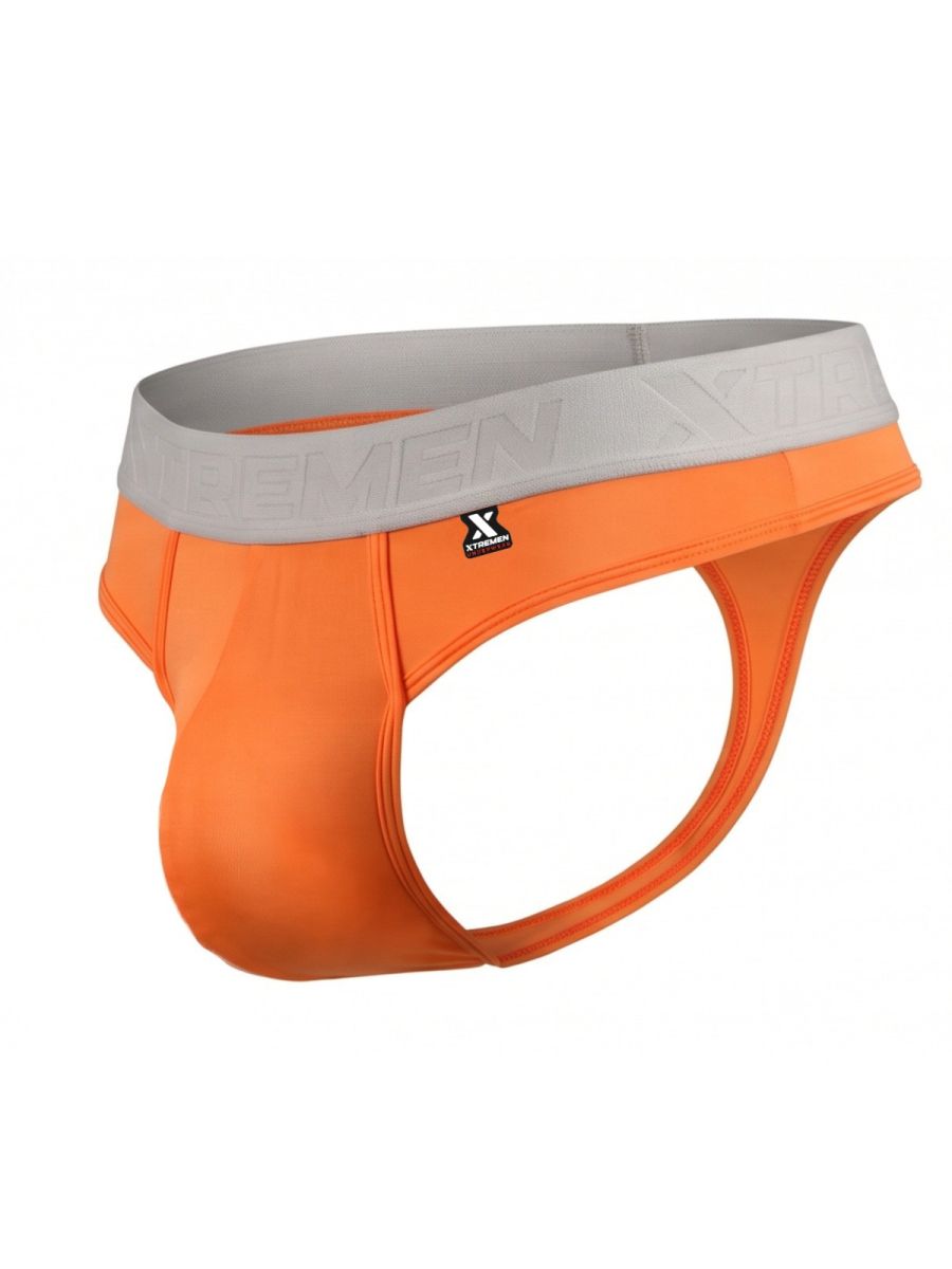 Xtremen Sleek Microfiber Wide-Waistband Thongs - Orange