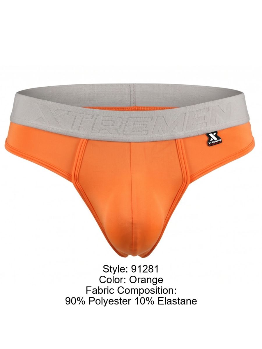 Xtremen Sleek Microfiber Wide-Waistband Thongs - Orange