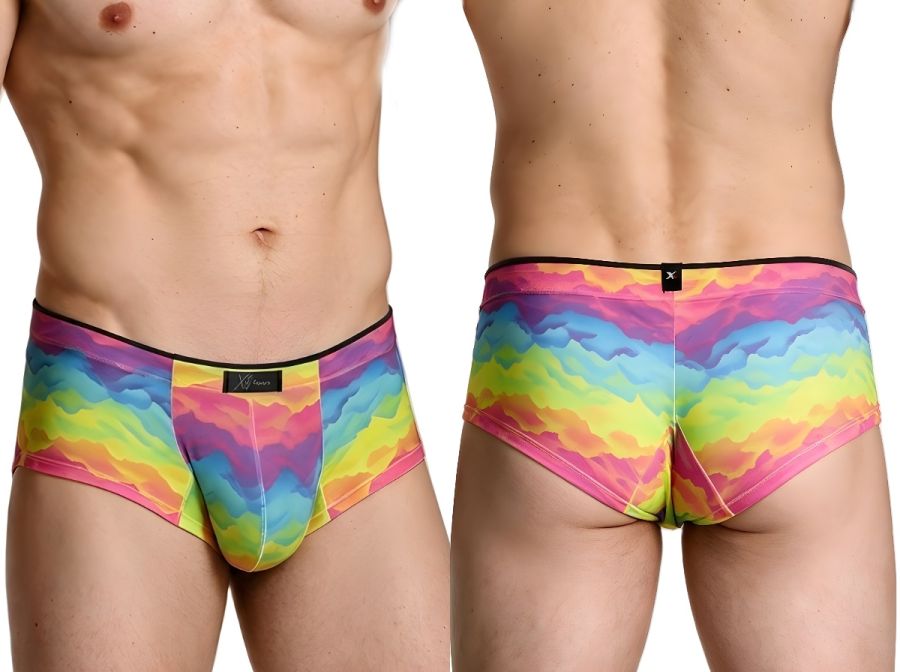 Xtremen Rainbow Printed Microfiber Briefs - Cloud