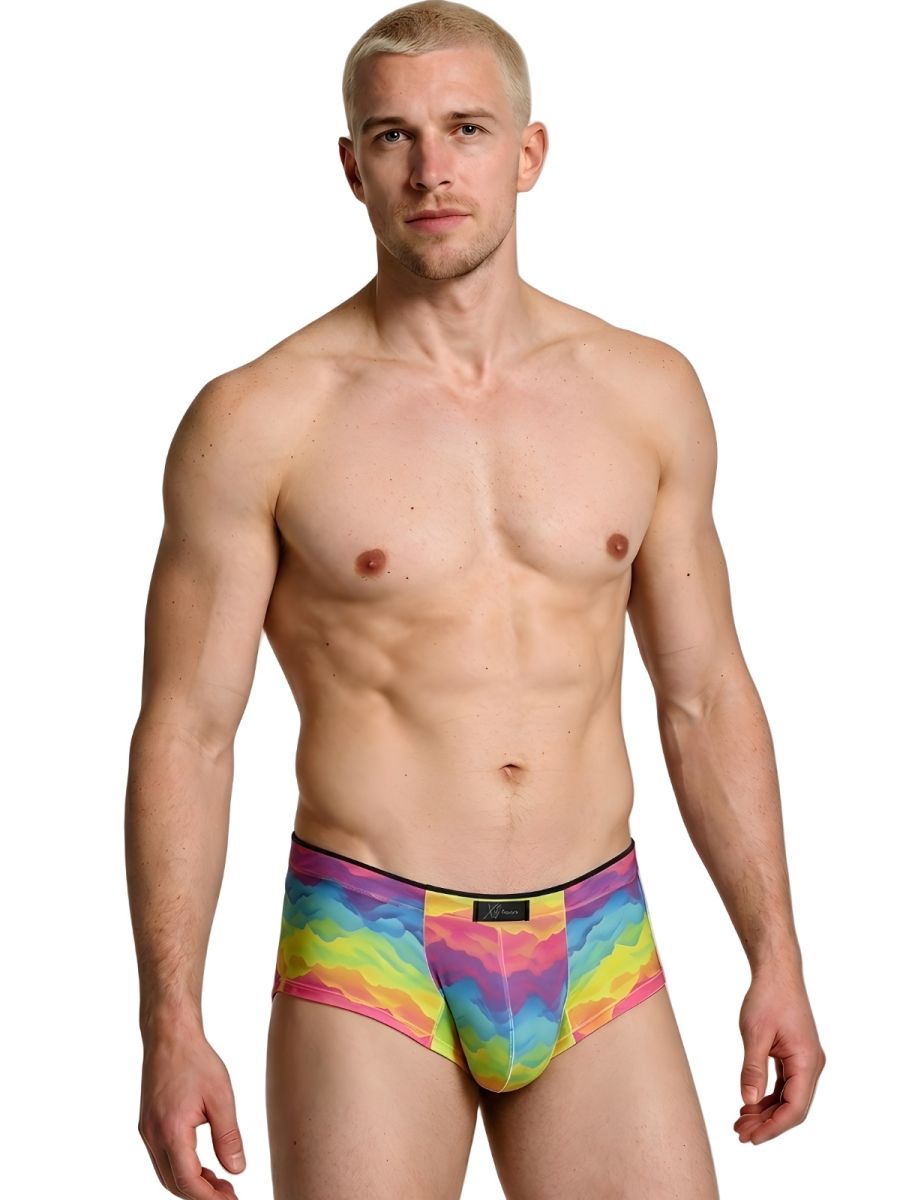 Xtremen Rainbow Printed Microfiber Briefs - Cloud