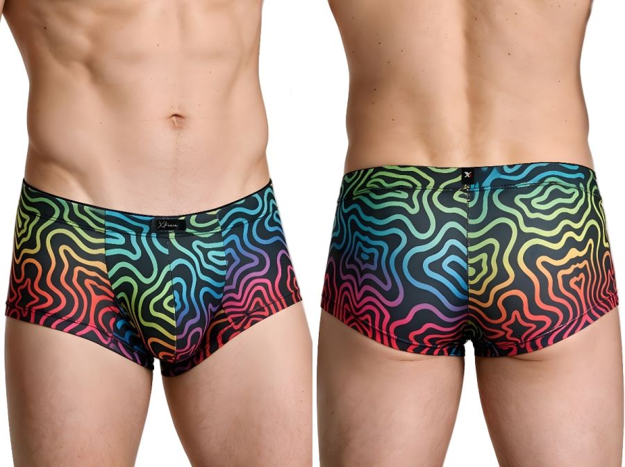 Xtremen Rainbow Printed Microfiber Briefs - Labyrinth