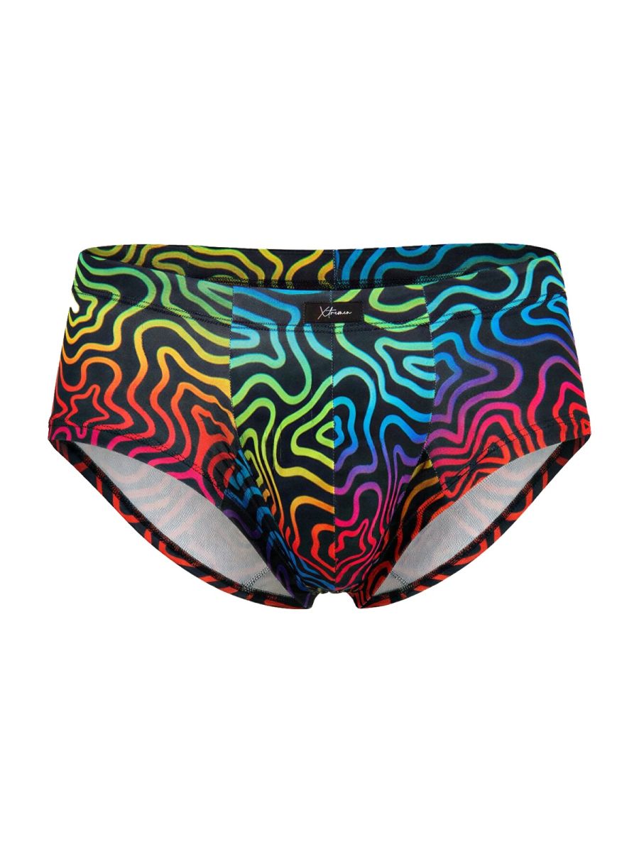 Xtremen Rainbow Printed Microfiber Briefs - Labyrinth