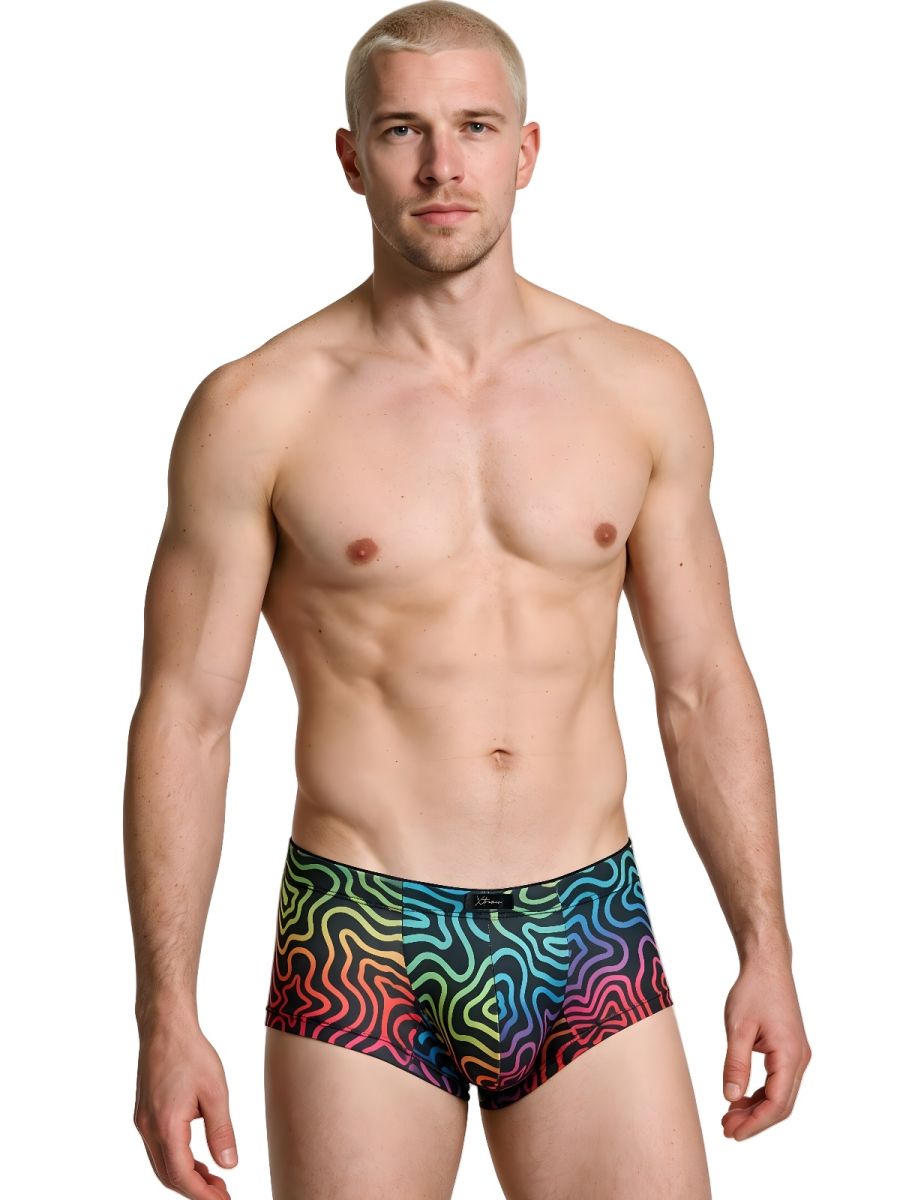 Xtremen Rainbow Printed Microfiber Briefs - Labyrinth