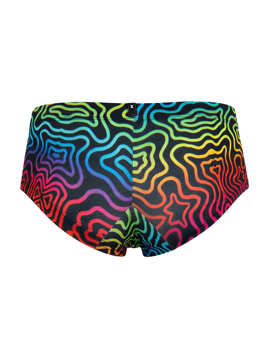 Xtremen Rainbow Printed Microfiber Briefs - Labyrinth