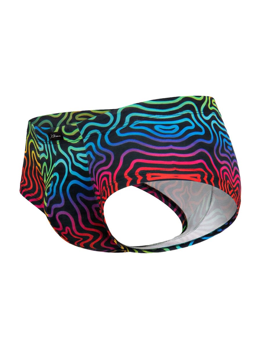 Xtremen Rainbow Printed Microfiber Briefs - Labyrinth