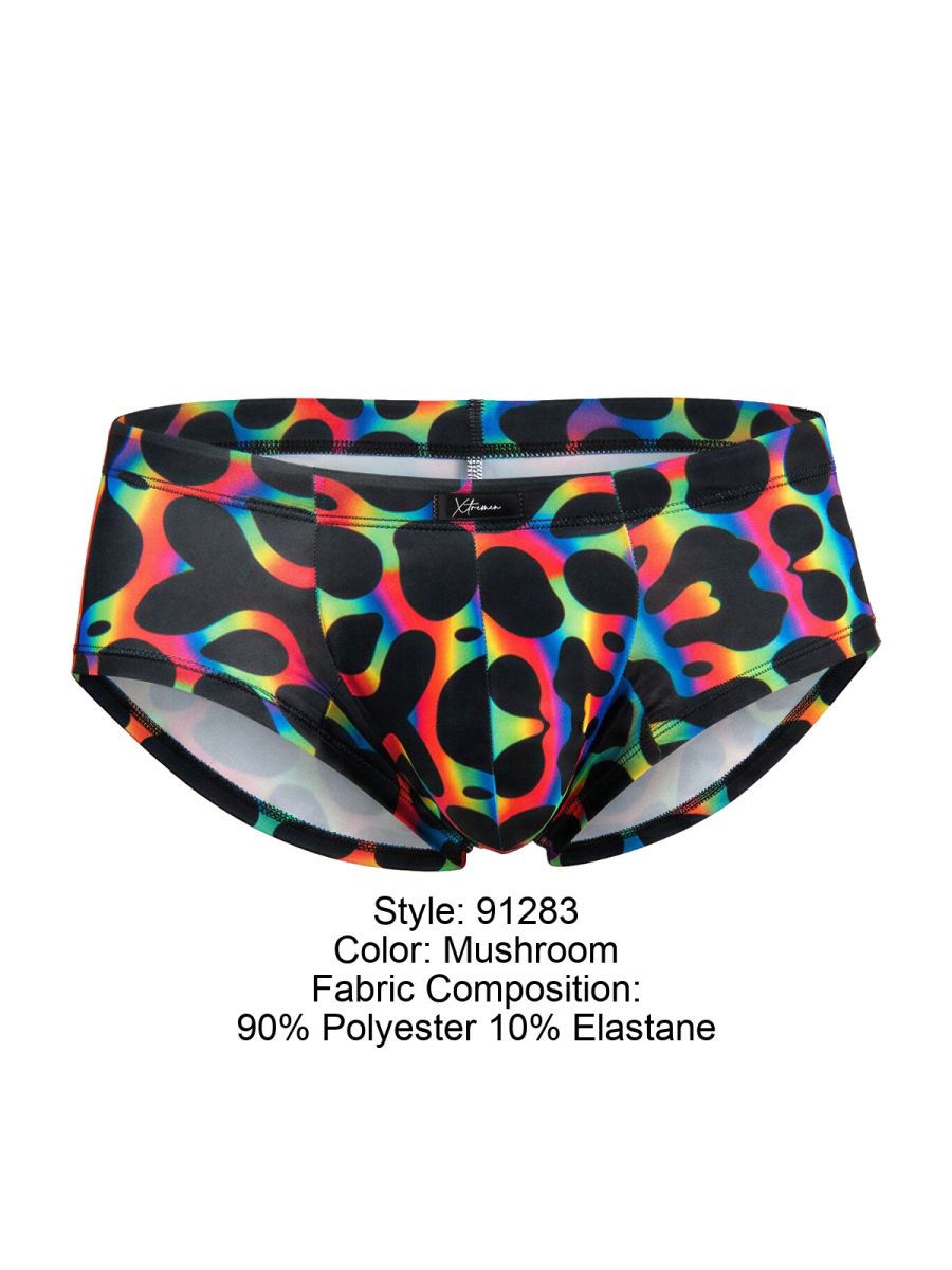 Xtremen Rainbow Printed Microfiber Briefs - Mushroom
