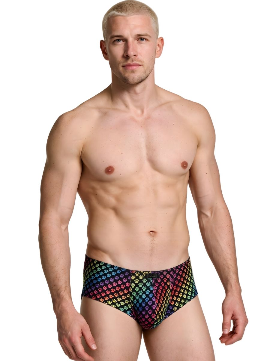 Xtremen Rainbow Printed Microfiber Briefs - Paw print