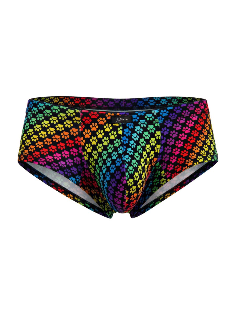 Xtremen Rainbow Printed Microfiber Briefs - Paw print