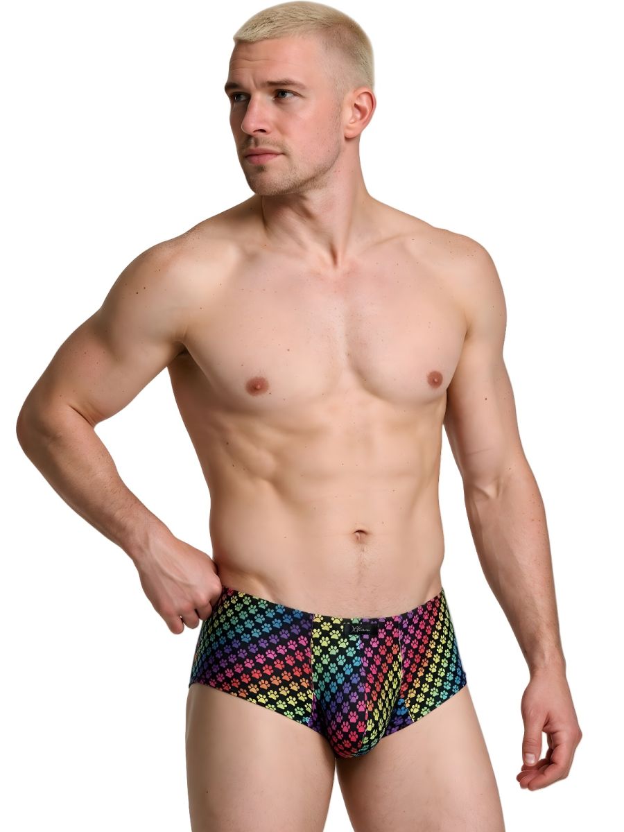 Xtremen Rainbow Printed Microfiber Briefs - Paw print