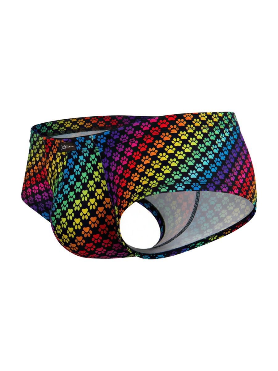 Xtremen Rainbow Printed Microfiber Briefs - Paw print